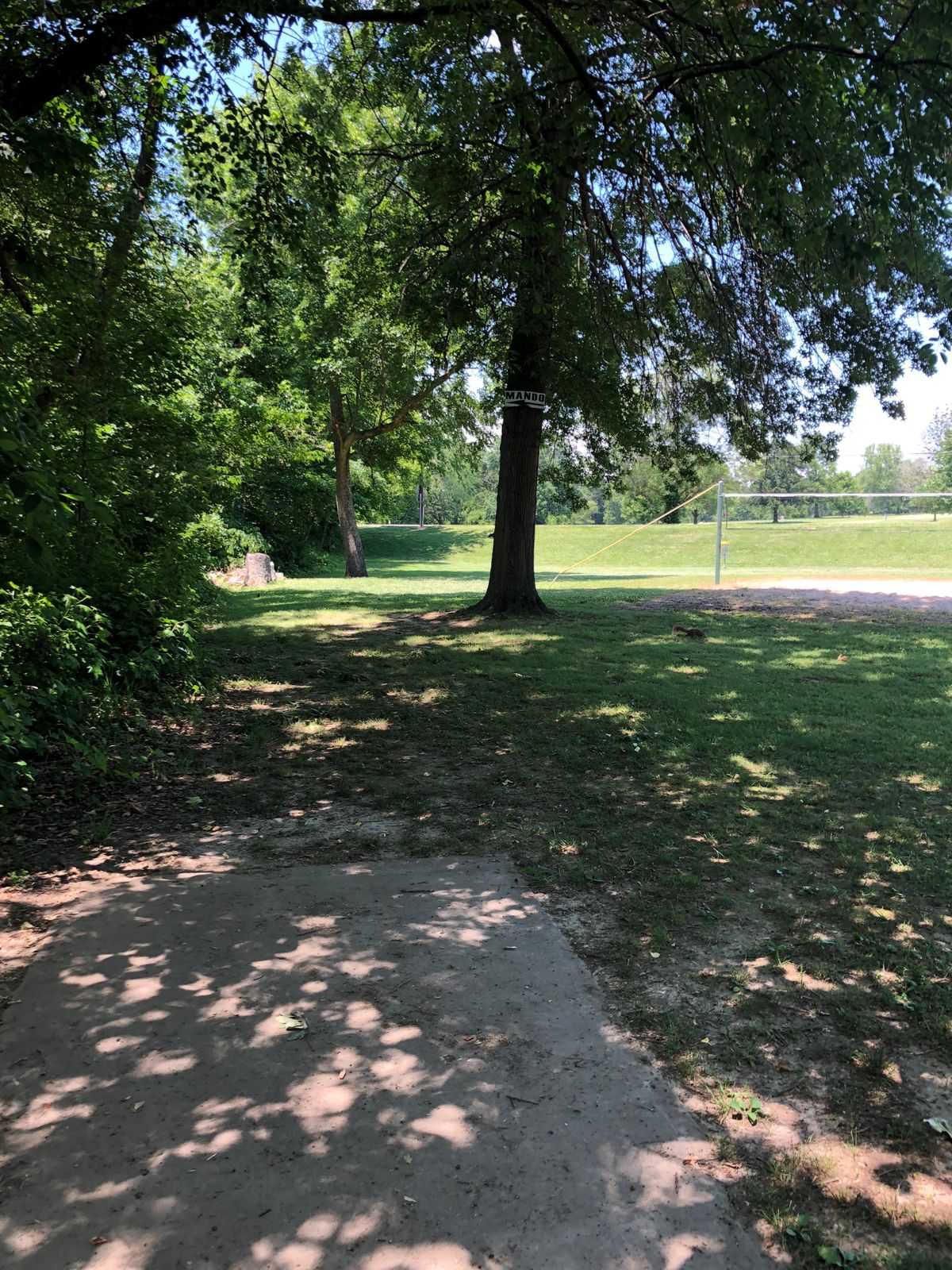 Hole 17: Tee Box. Mando left of first tree: