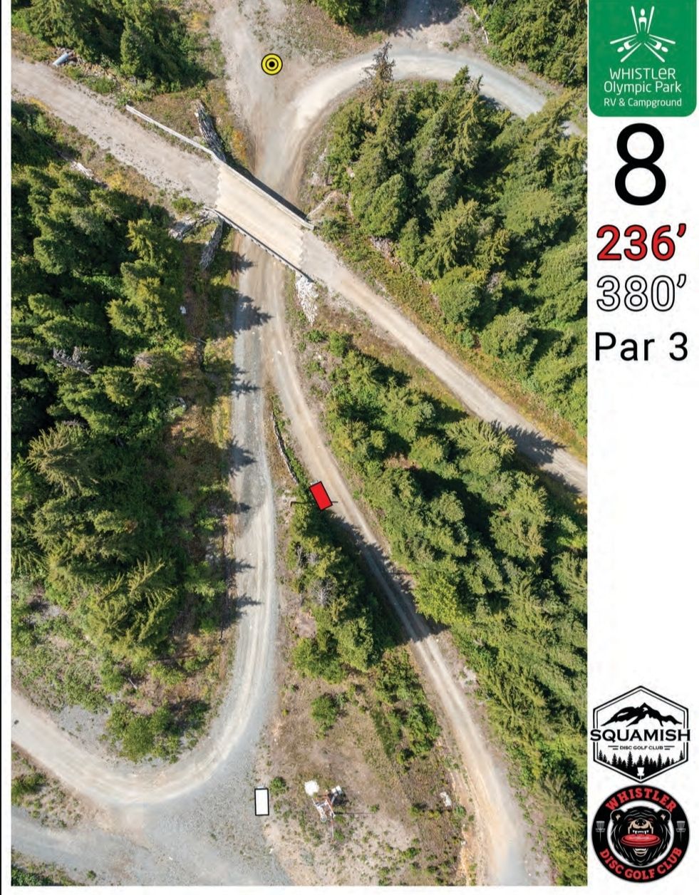 Tee sign for hole 8.