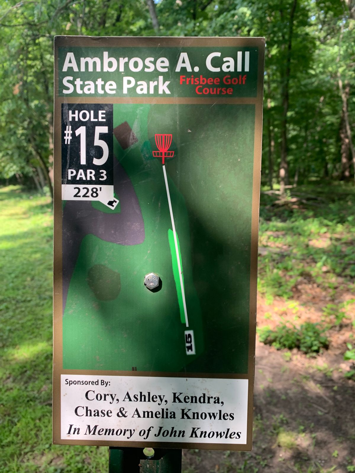 Hole 15 Tee Sign