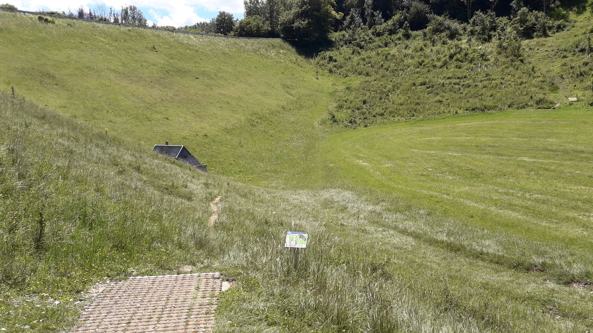 Hole 10 - long hole right into the "ravine" (there used to be the forest on the right, now it's just stinging nettles and bad footing)