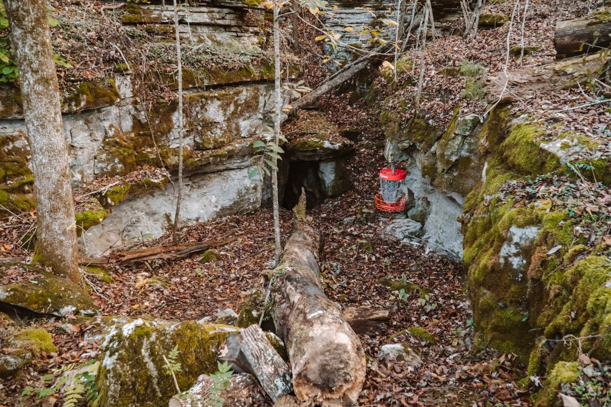 View of the Green (Cable netting now blocks the cave entrance but can be opened to explore)