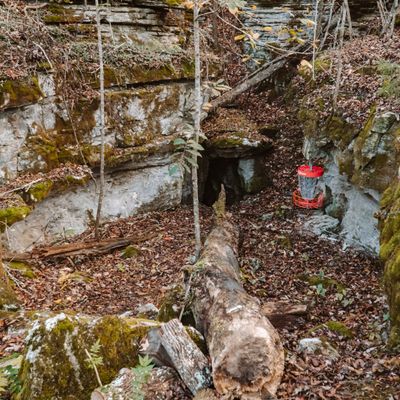 View of the Green (Cable netting now blocks the cave entrance but can be opened to explore)