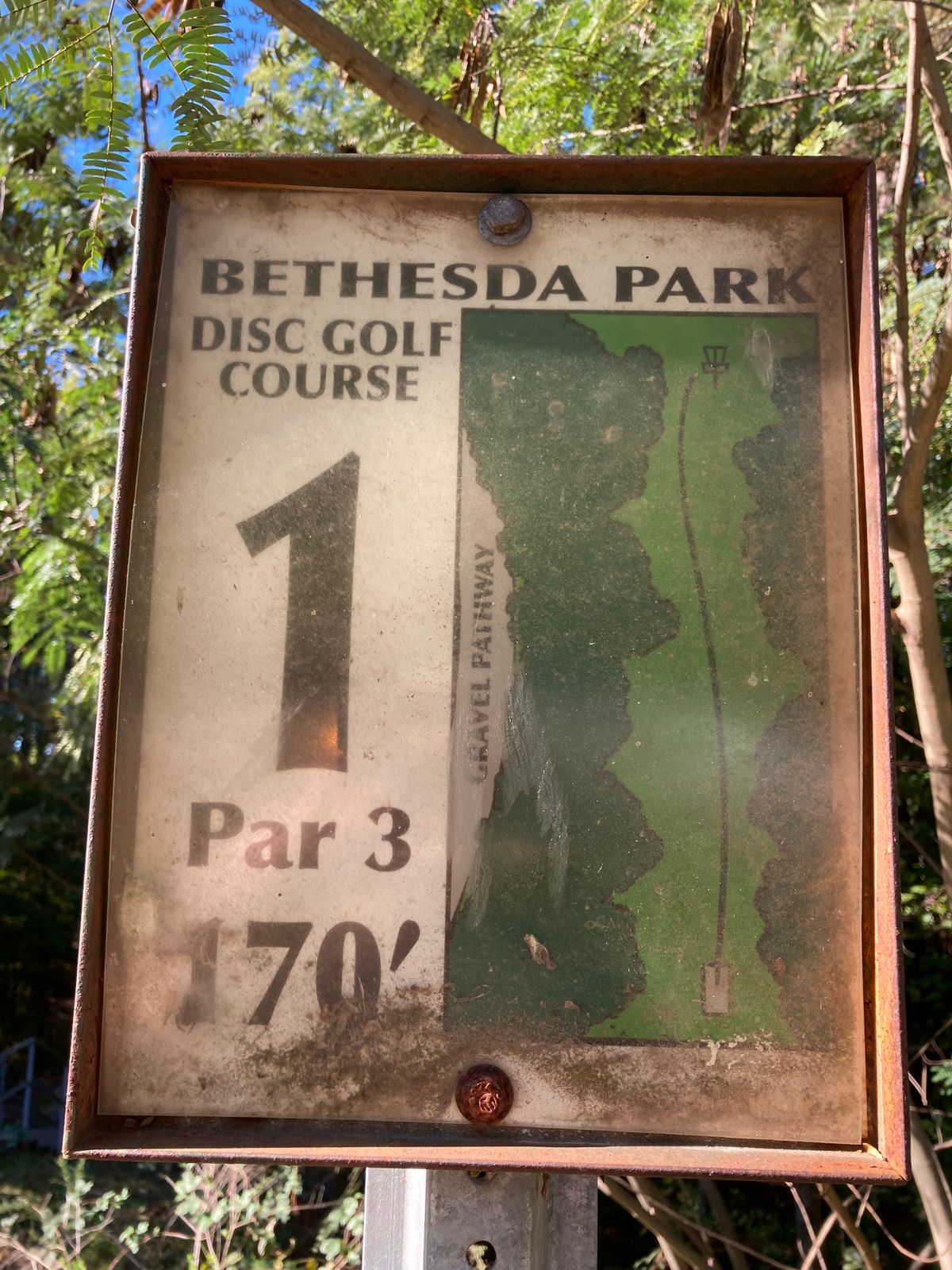 Hole 1 is right on the parking lot. There are only a few of these signs.
