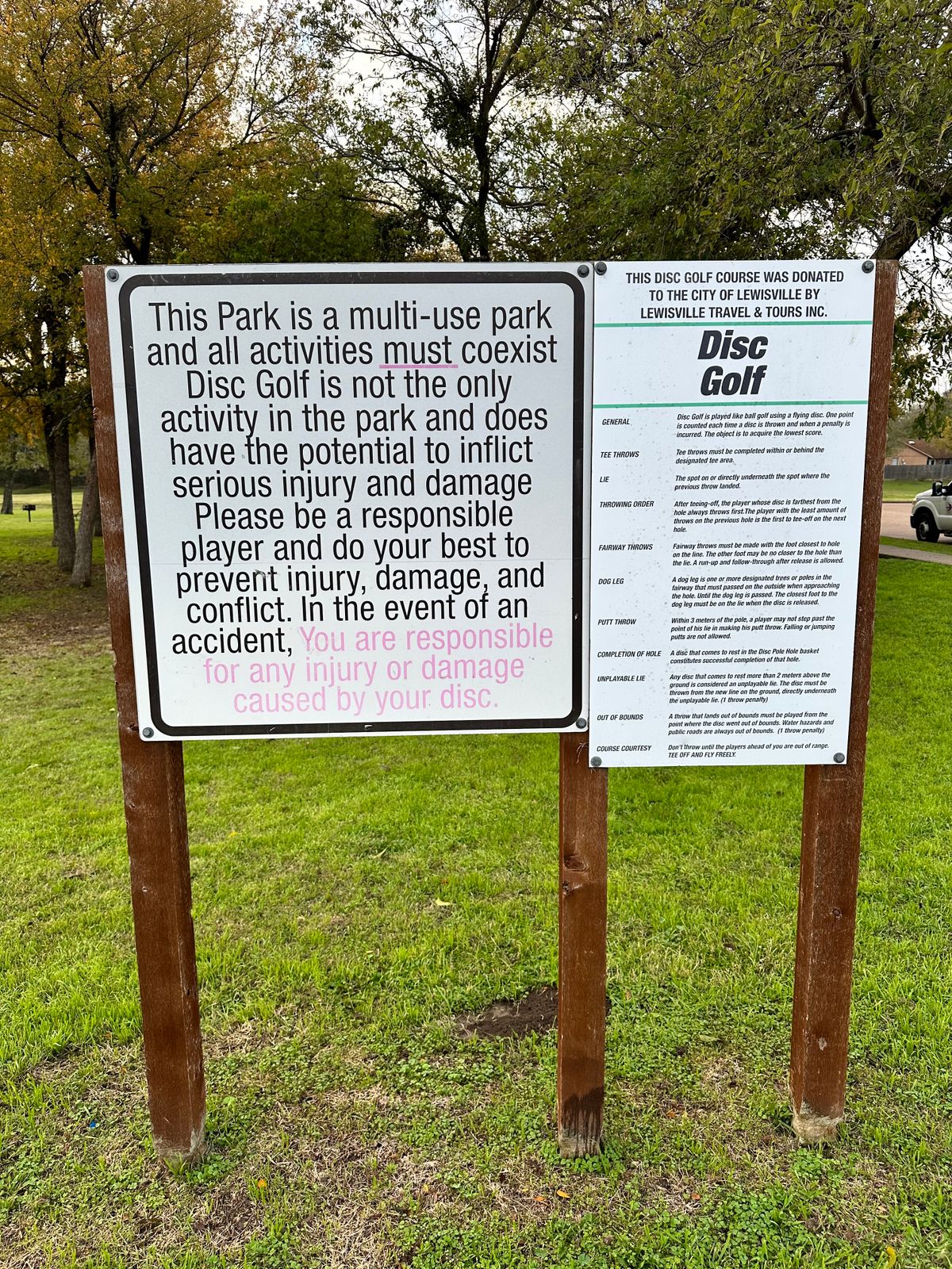 Notice to Disc Golfers