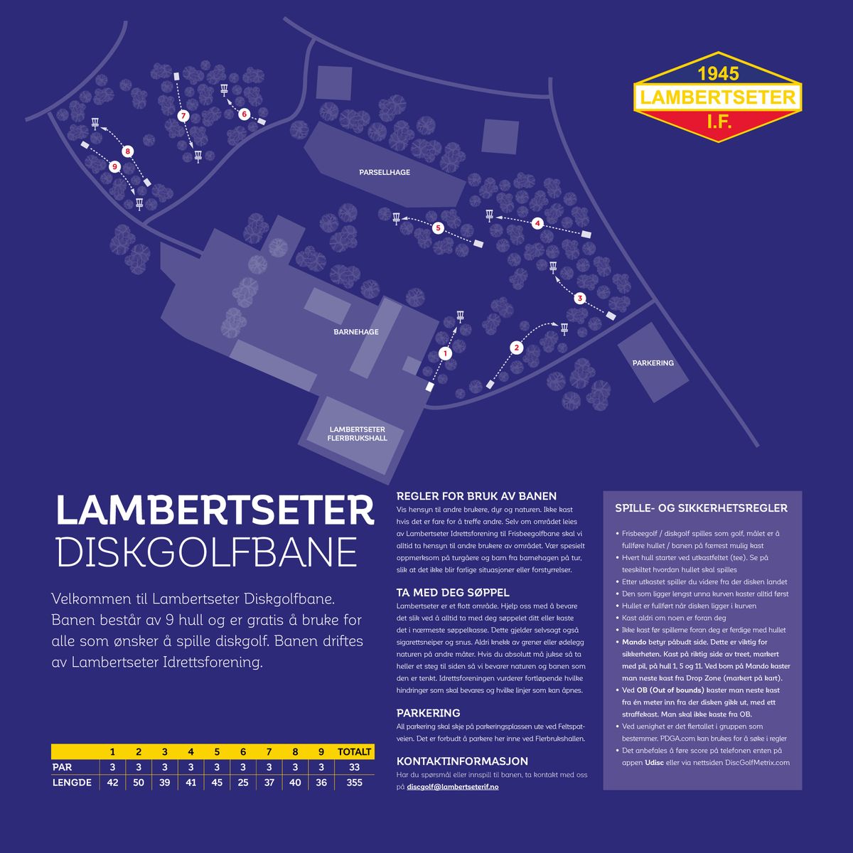 Oversiktskart Lambertseter Diskgolfbane