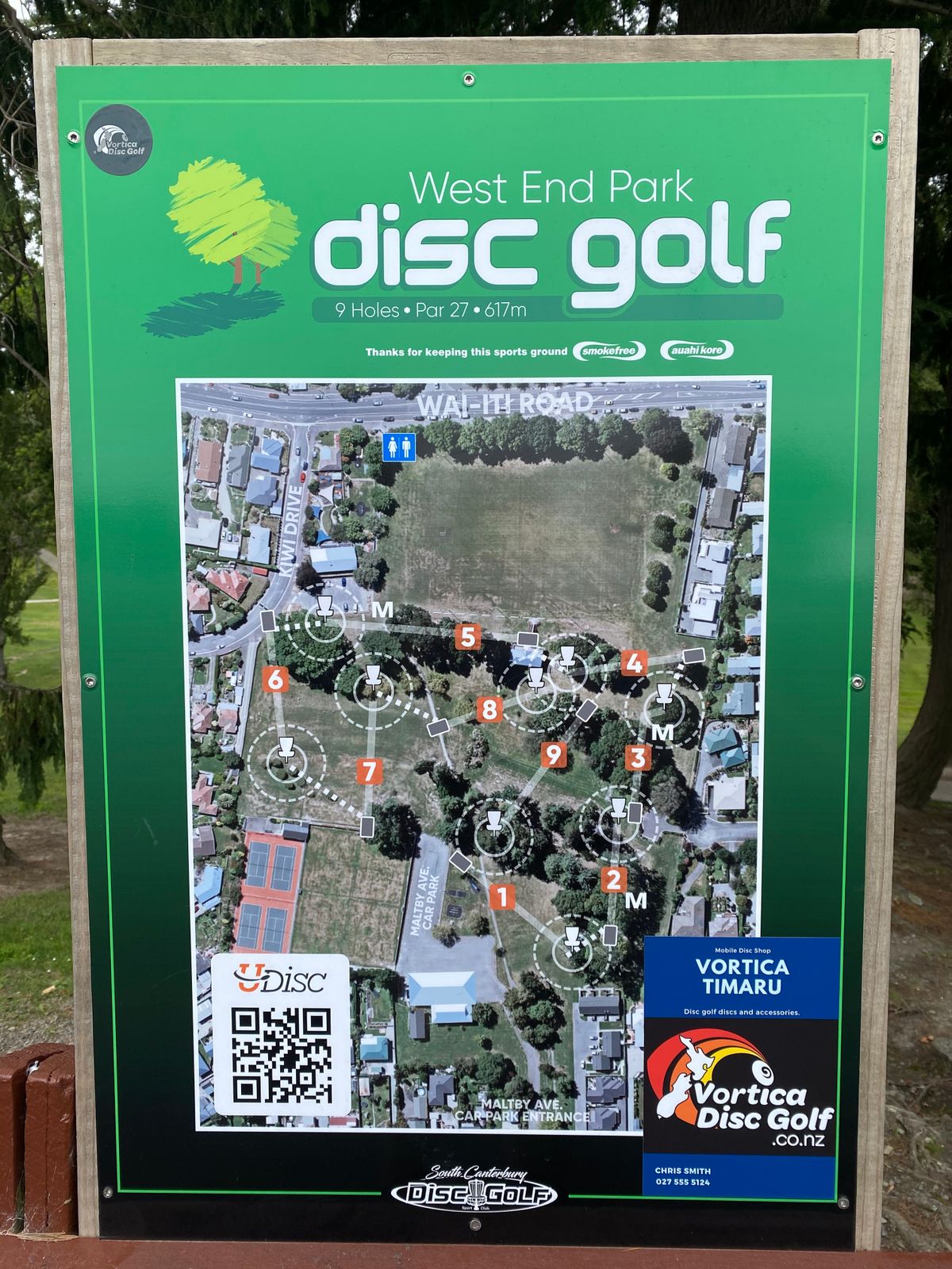 Signage for the course.