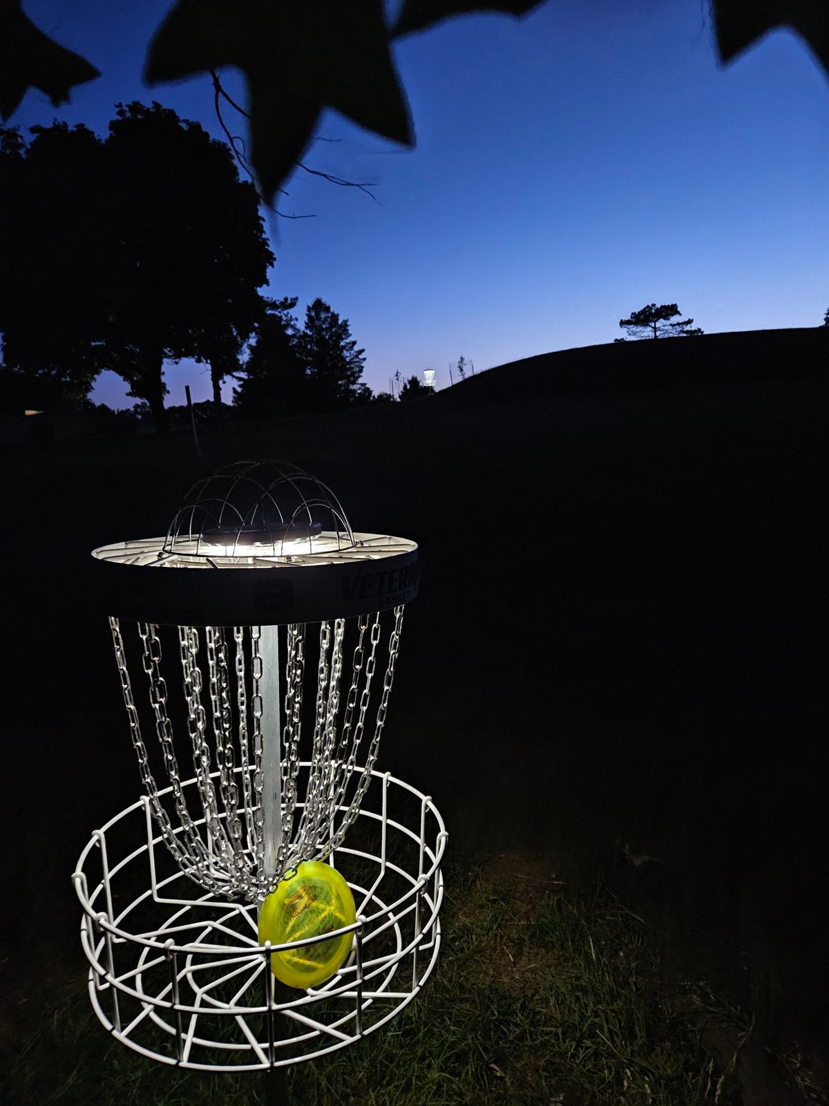 Hole 8 with hole 5 basket in the background