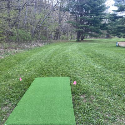 Turf tee pad installation started April 2024. Goal is to finish by July.