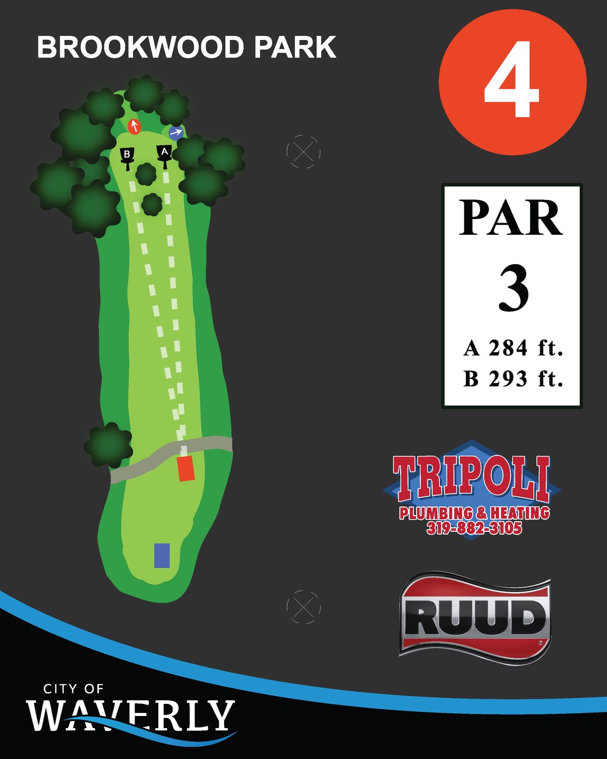 Hole 4 red teepad sign