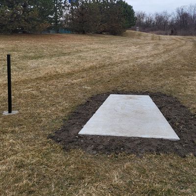 Hole 5 Teepad. North of the baseball field. Fun hideaway hole.