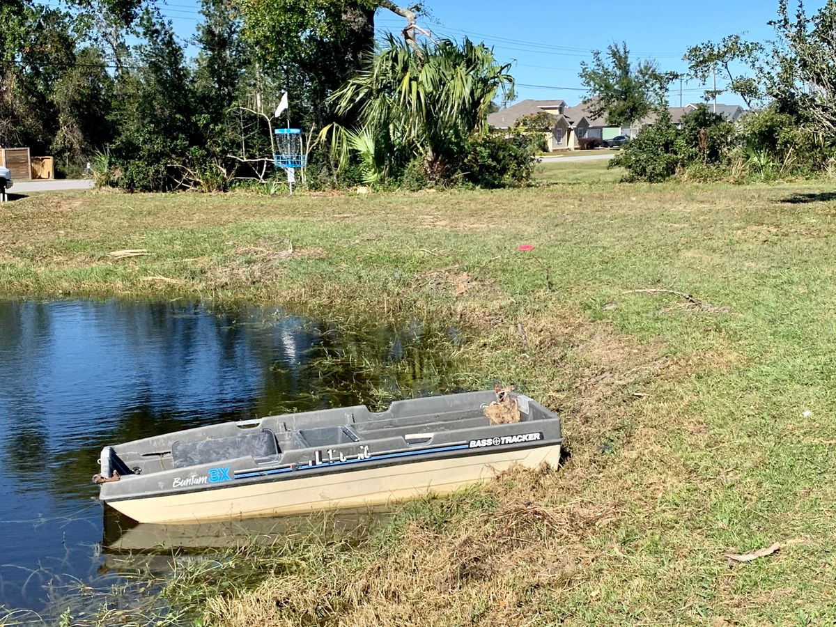 Small boat to help you retrieve a disc in the lake.