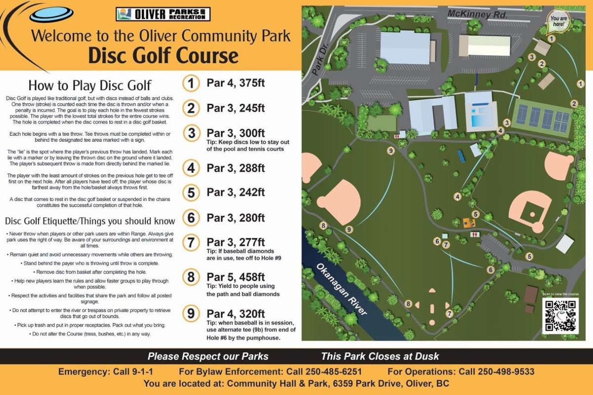 Disc golf course layout.