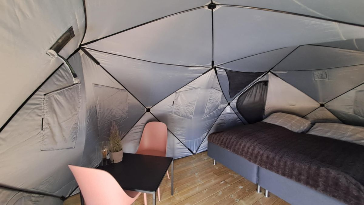 Glamping tent by gold Hole 1