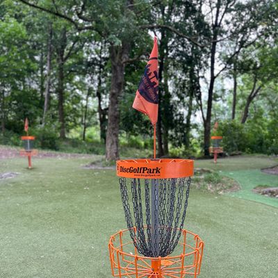 Putting area with new catching tray from Disc Golf Park