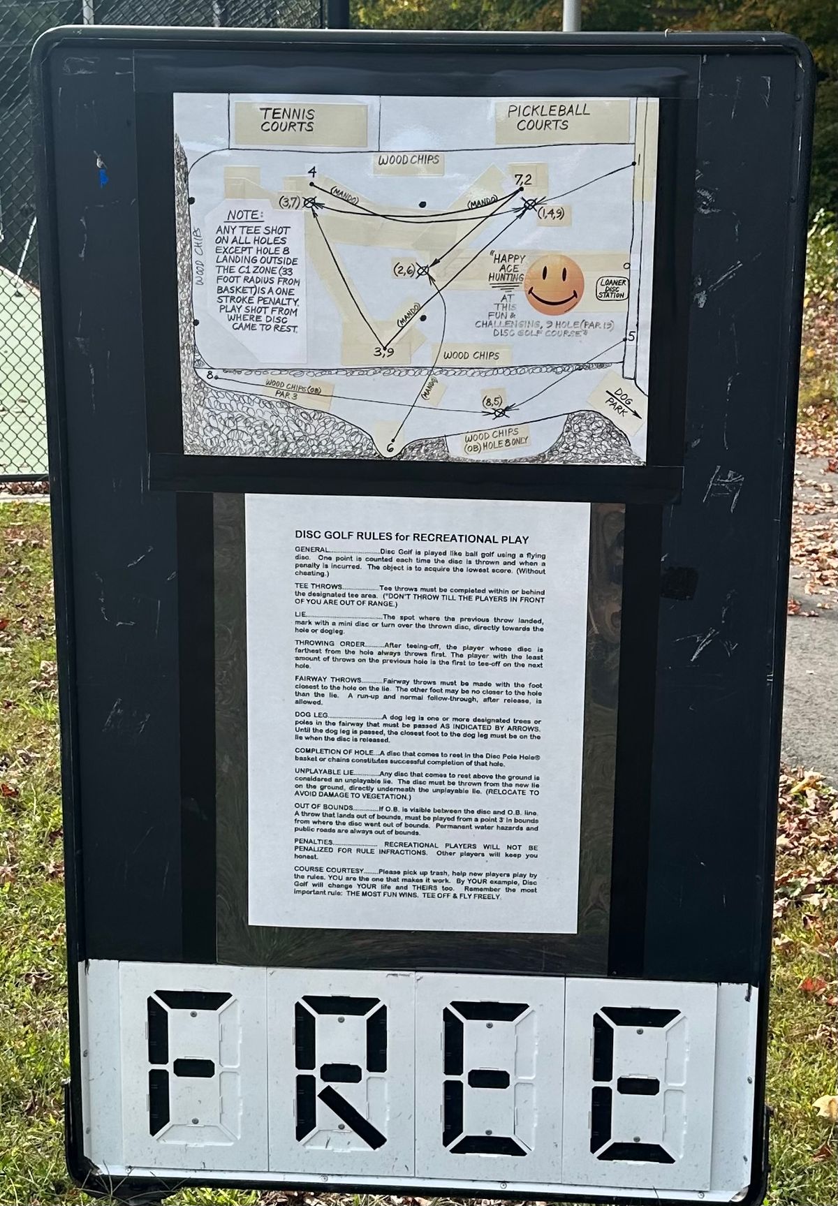 The course sign