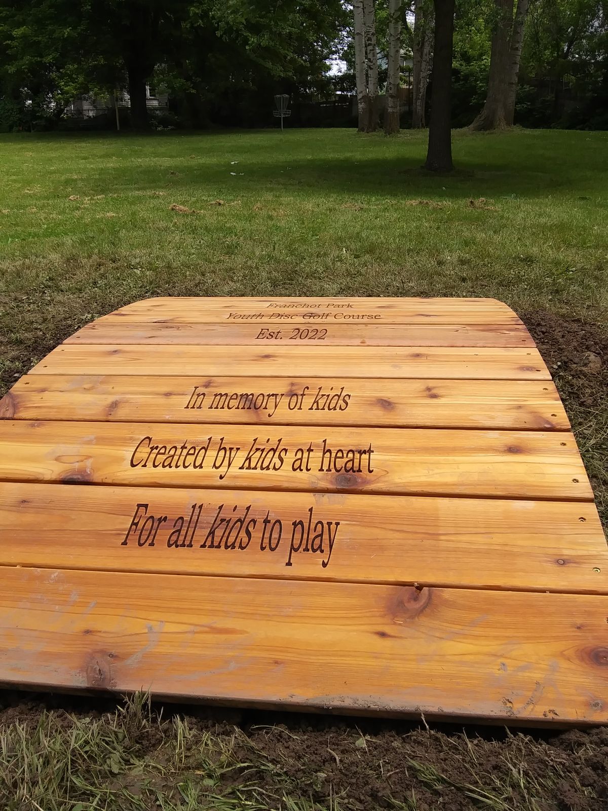 Foot bridge on Hole # 4 fairway.  Franchot slogan laser engraved on the same.