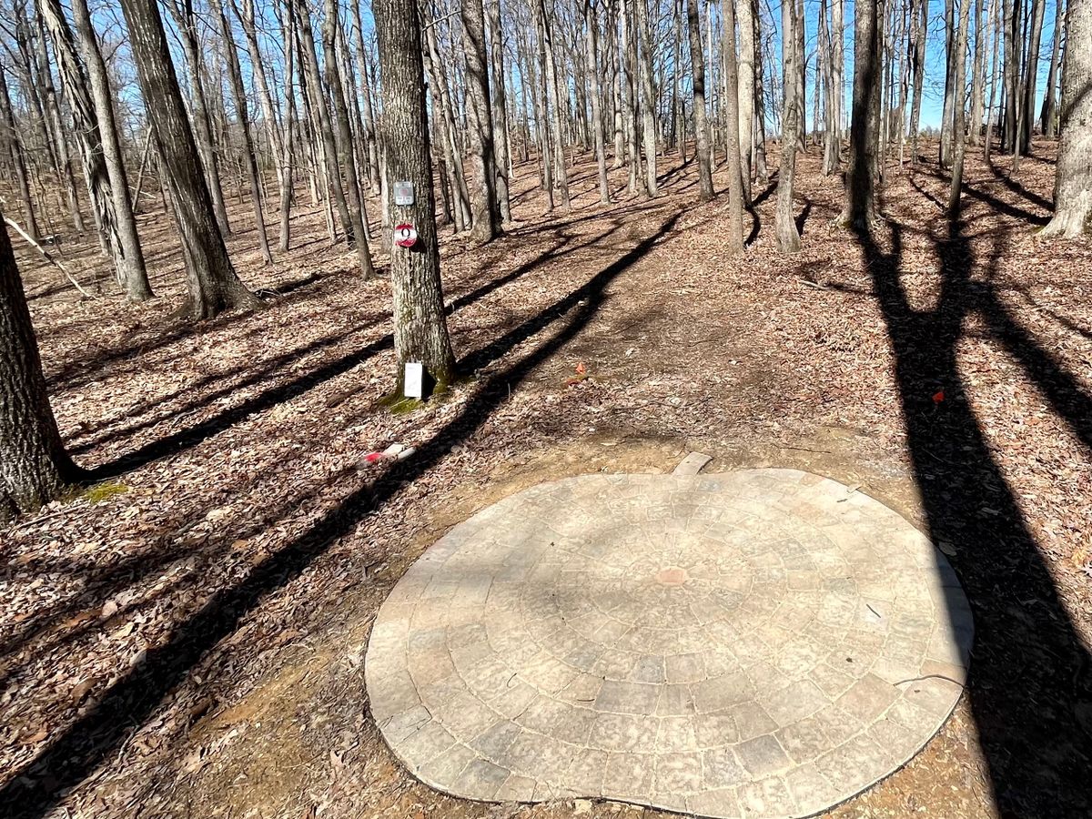 Hole 9 has the red apple tee pad.
