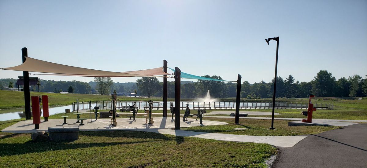 Work out center overlooking lake.