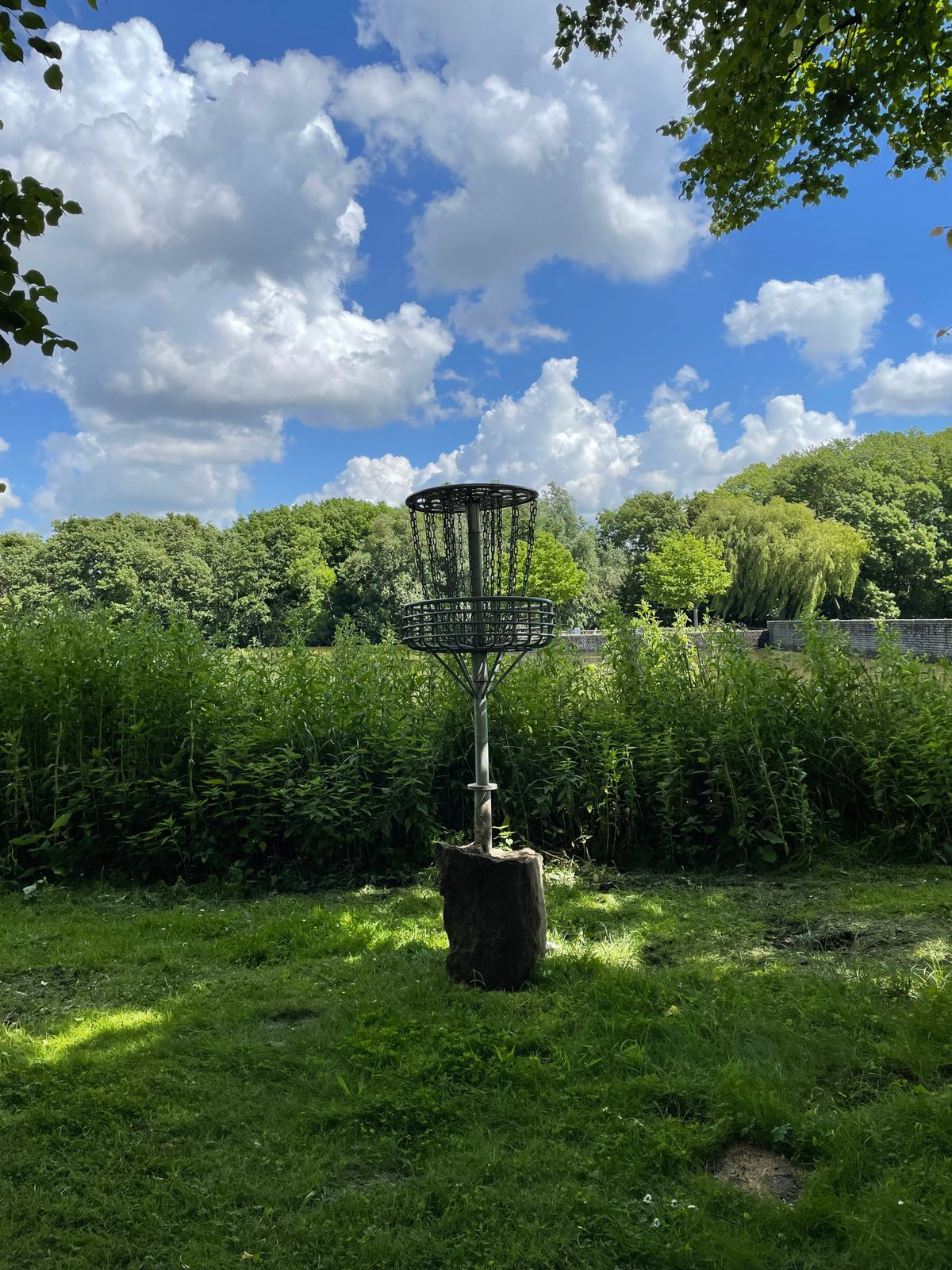 9 and 10’s basket was pulled. Stood it up by the pond for a elevated putt. Not sustainable though.