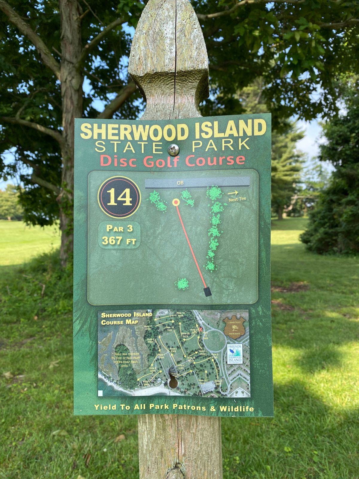 Original 14th, now 6th on both layouts. Little overview map shows old layout (was inaccurate on holes 1 and 2).