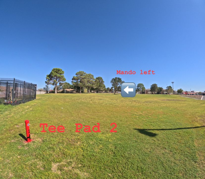 Tee Pad 2. Mando left of tree on right side of fairway.