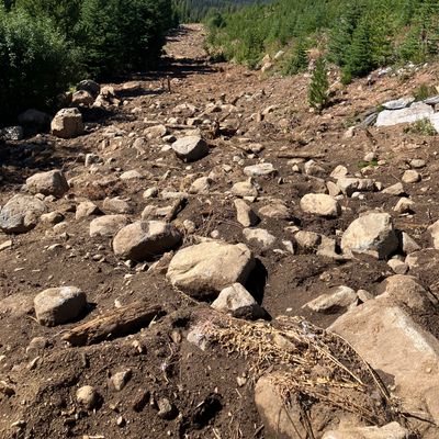 Taken from around the 7th basket. Hole 8 is in view and both are  exactly the same rocky mess.
