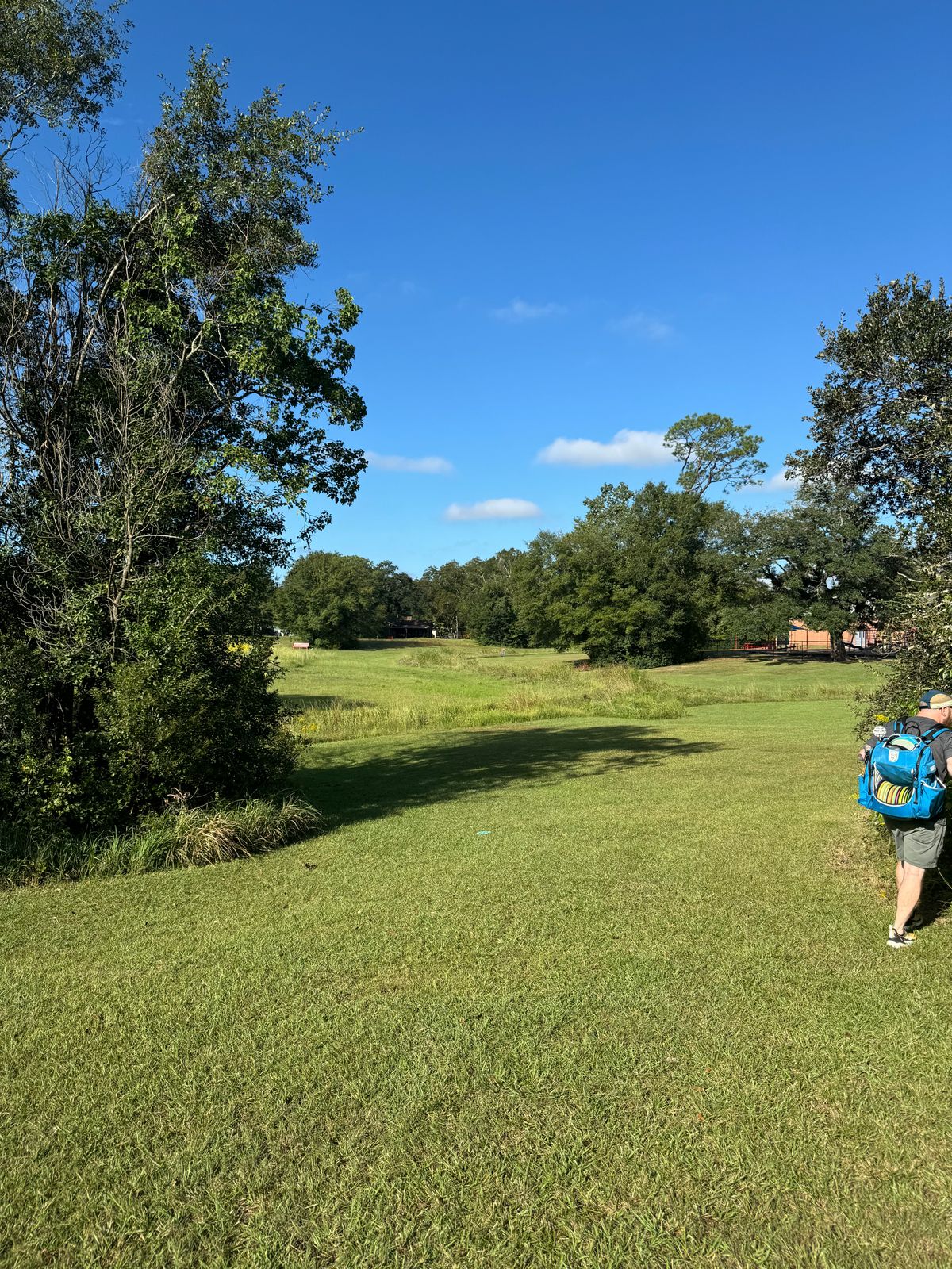 Hole 2 mid fairway (throws over ditch & very thick rough)