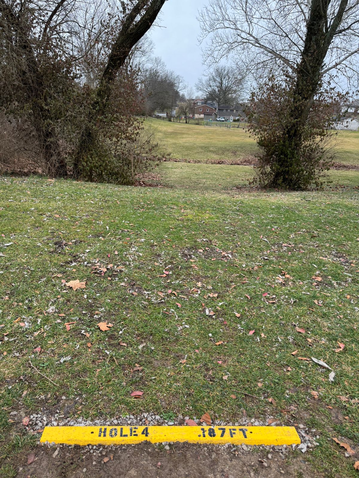 Hole 4 full view approach, dog-leg to right.