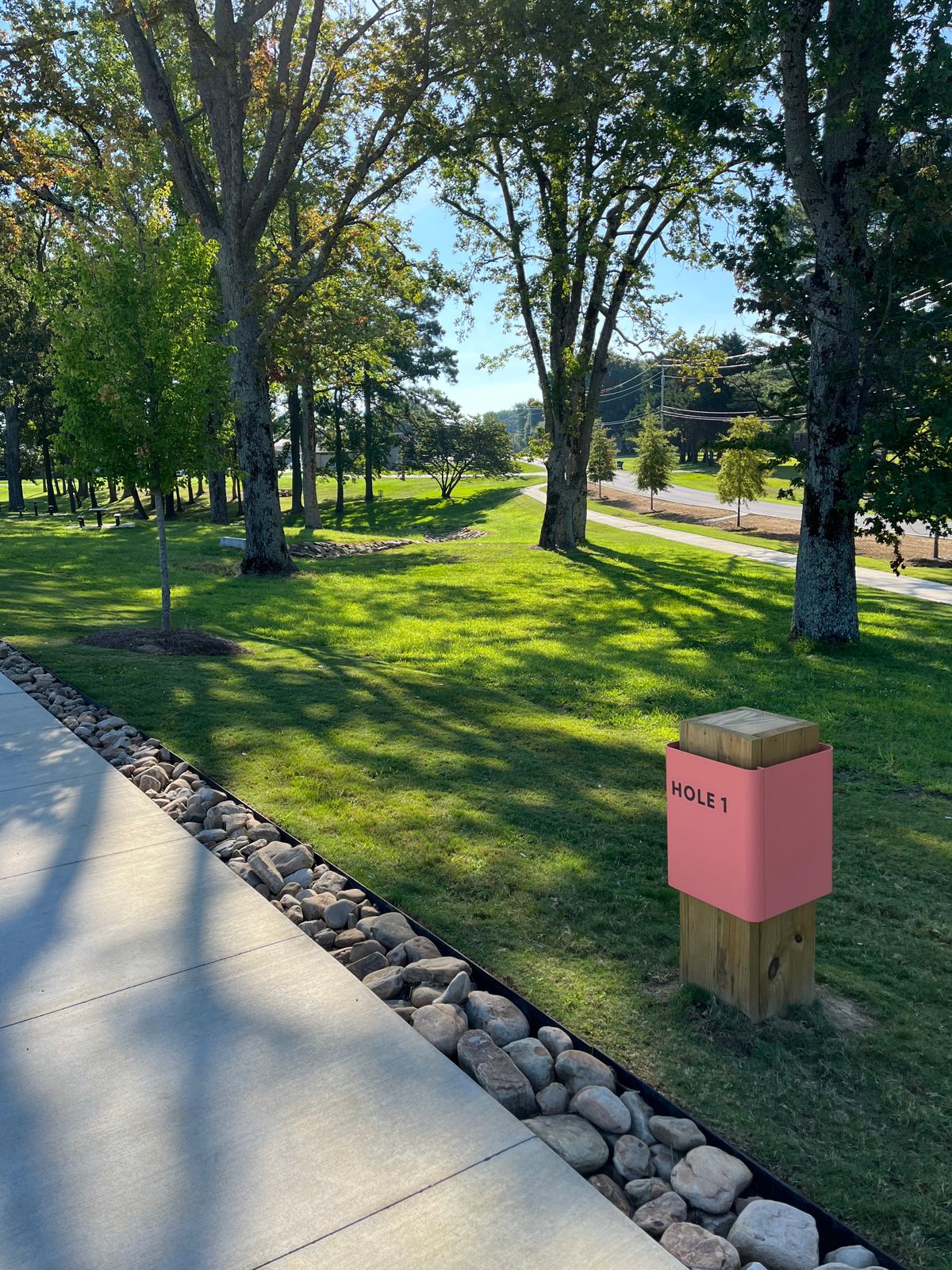 Hole 1: OB’s should be on or across any paved surface. In the creek. BTW don’t throw in that.