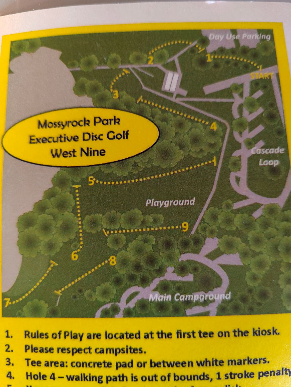 Mossyrock West nine layout