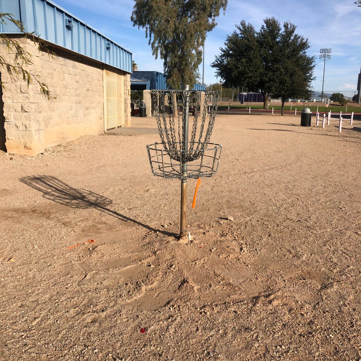 Practice Basket by Restrooms near parking lot