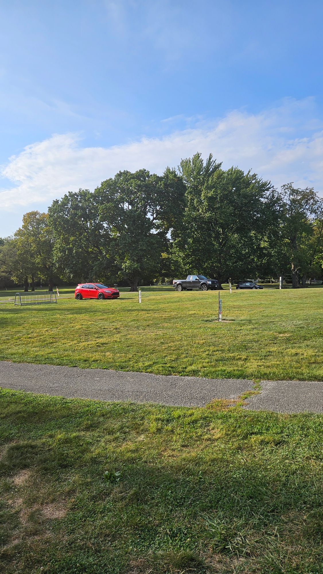 Have to park in the grass along the side of the road you drive in on. Theres a house on the property.