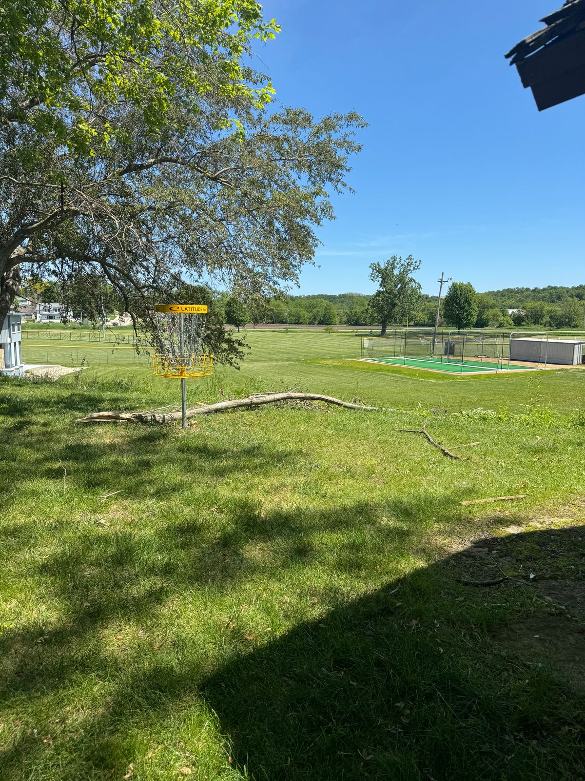 Hole one at edge of playground and baseball diamonds