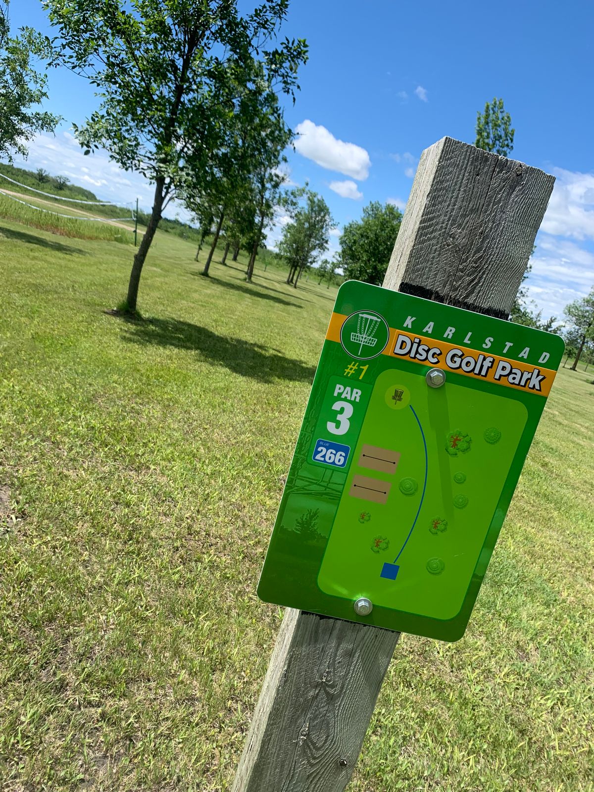 View of hole 3 tee sign.