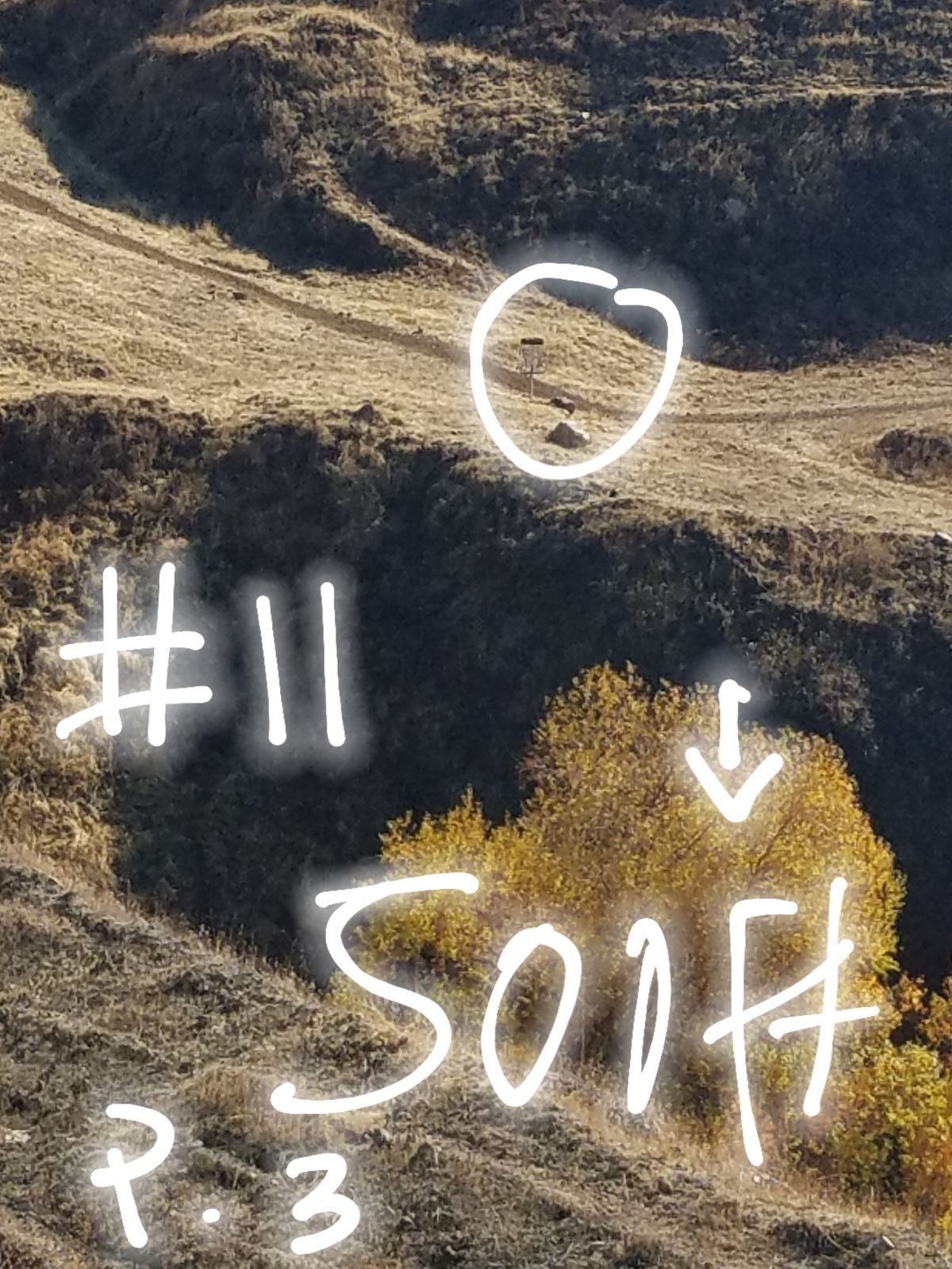 Top of the world shot. Beware of pond/lake on right. Possible lost discs.