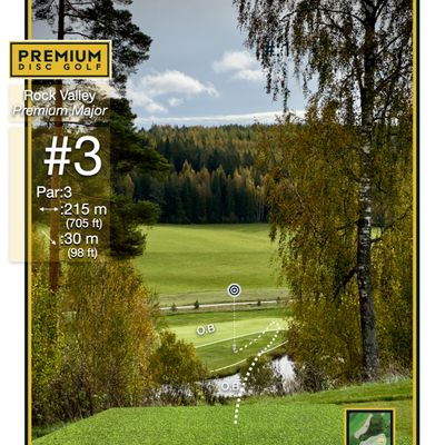 Fairway #3 with graphics and stats about the Premium Major tee.