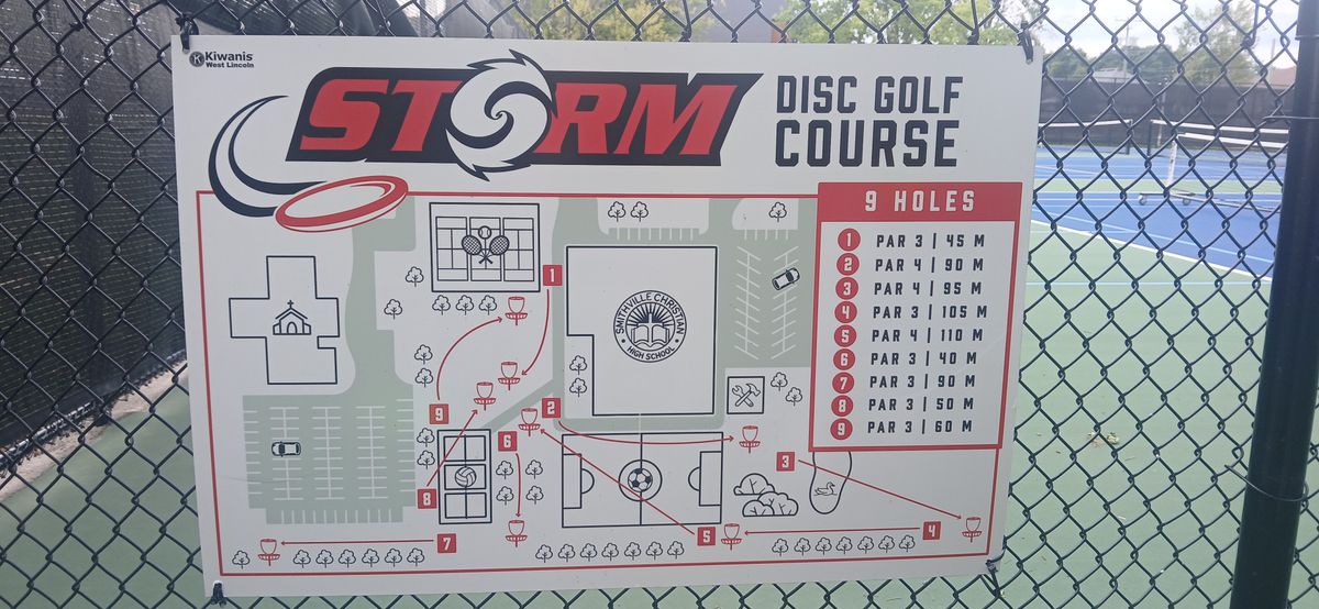 Map of the course located at tee #1 (tennis courts)