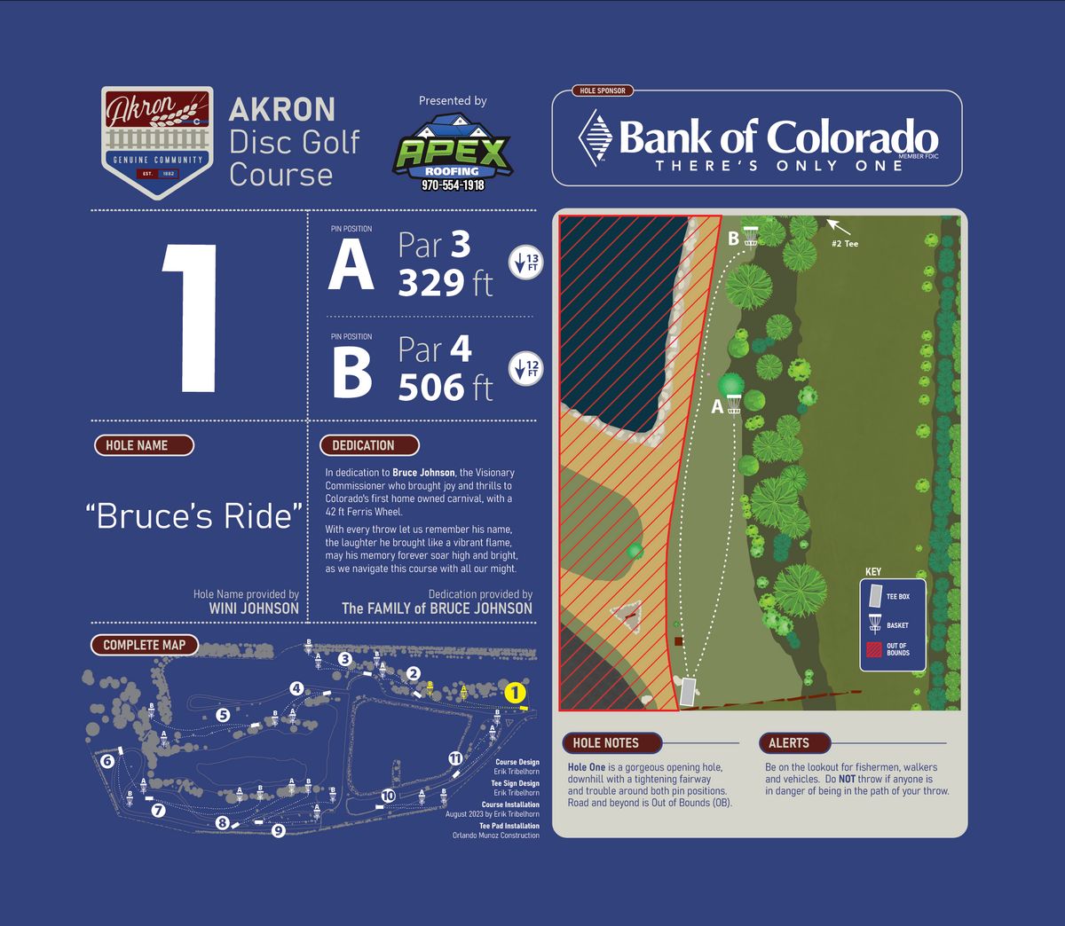 Hole 1 tee sign