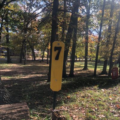Hole 7 tee with updated tee sign
