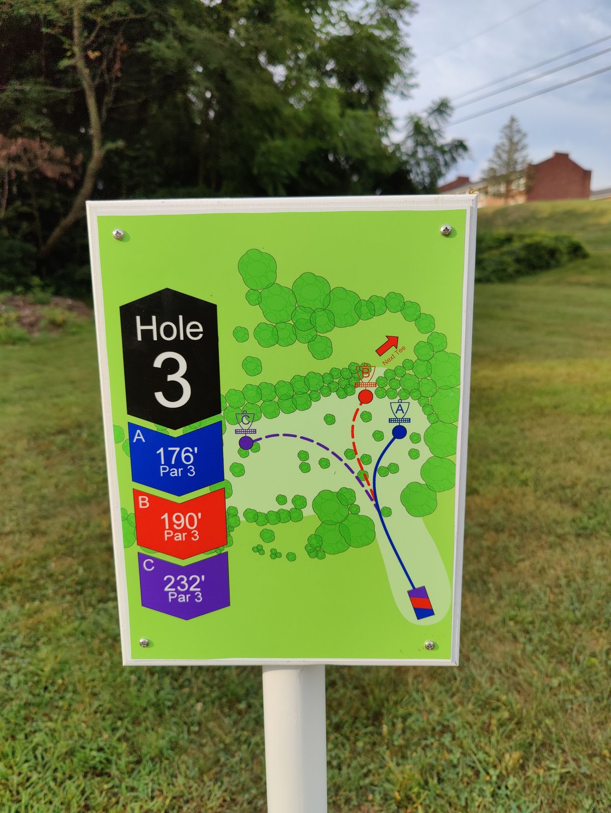 Updated tee sign on hole 3