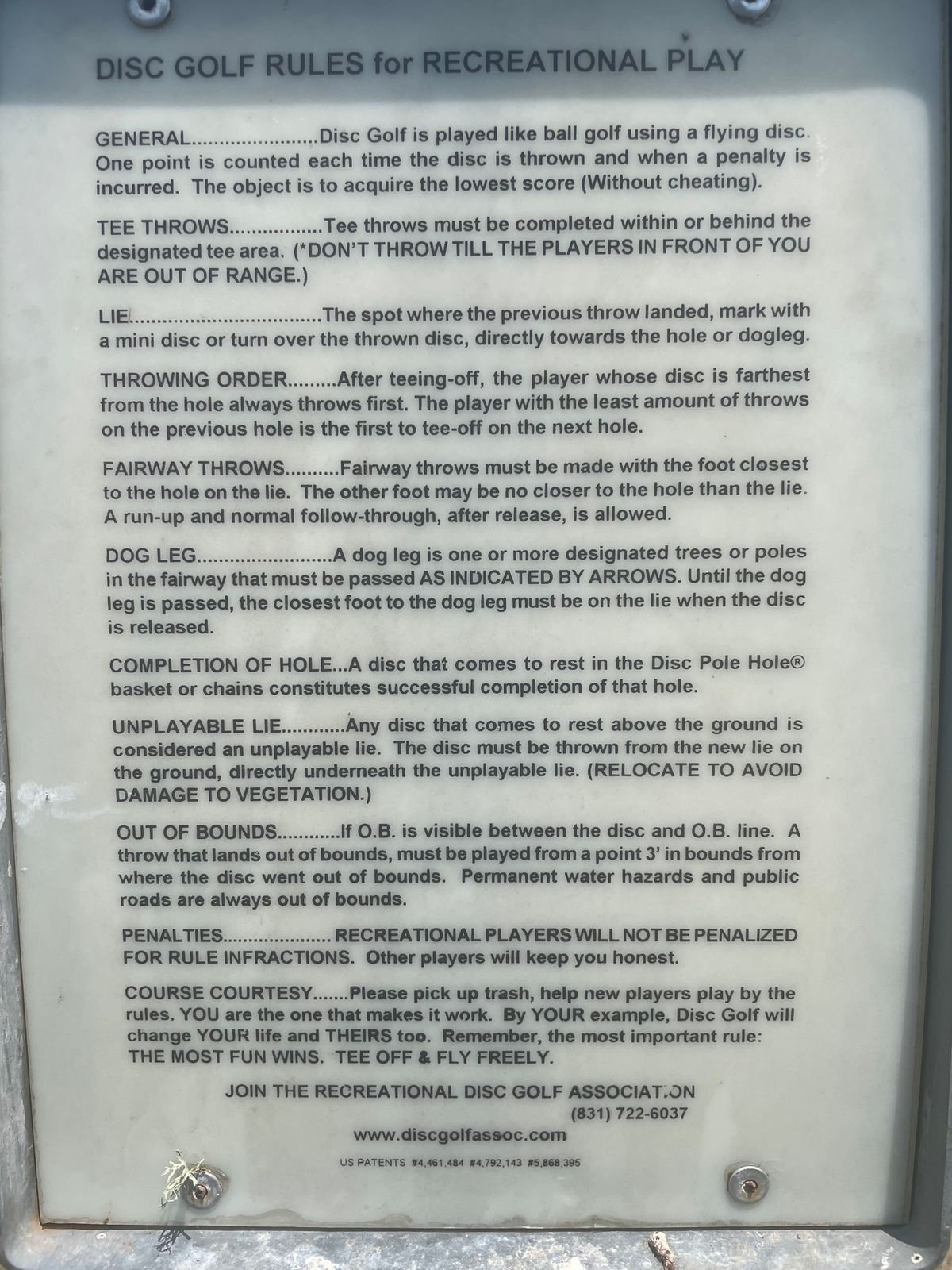 Rules of disc golf