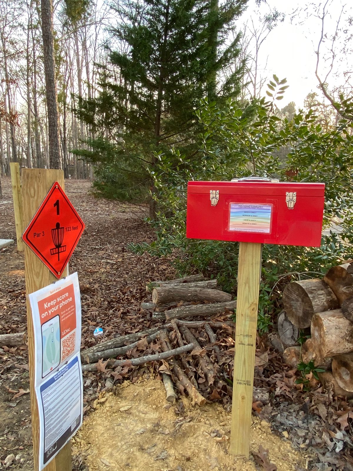 Disc library located next to hole 1’s tee