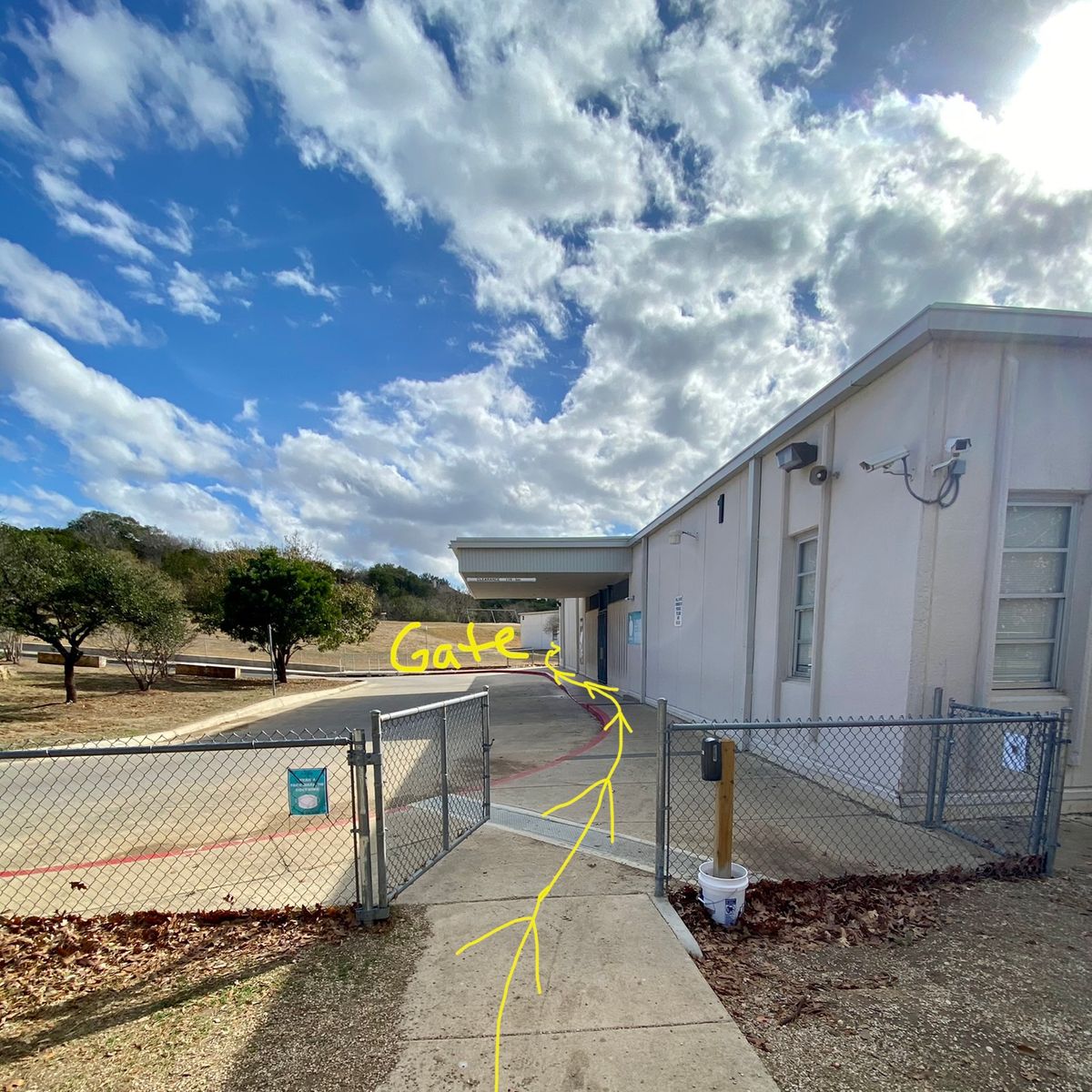 After entering park, you will need to head right and locate this gate and follow the sidewalk