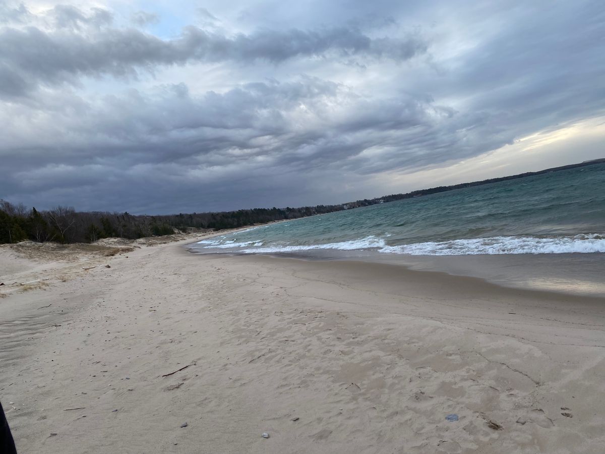 Nearby beach and dunes with Petosky stones