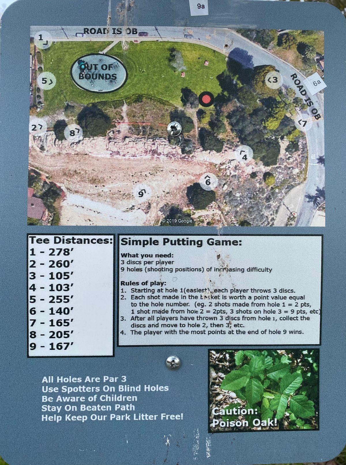 Course Map. Sign located adjacent to the pin.