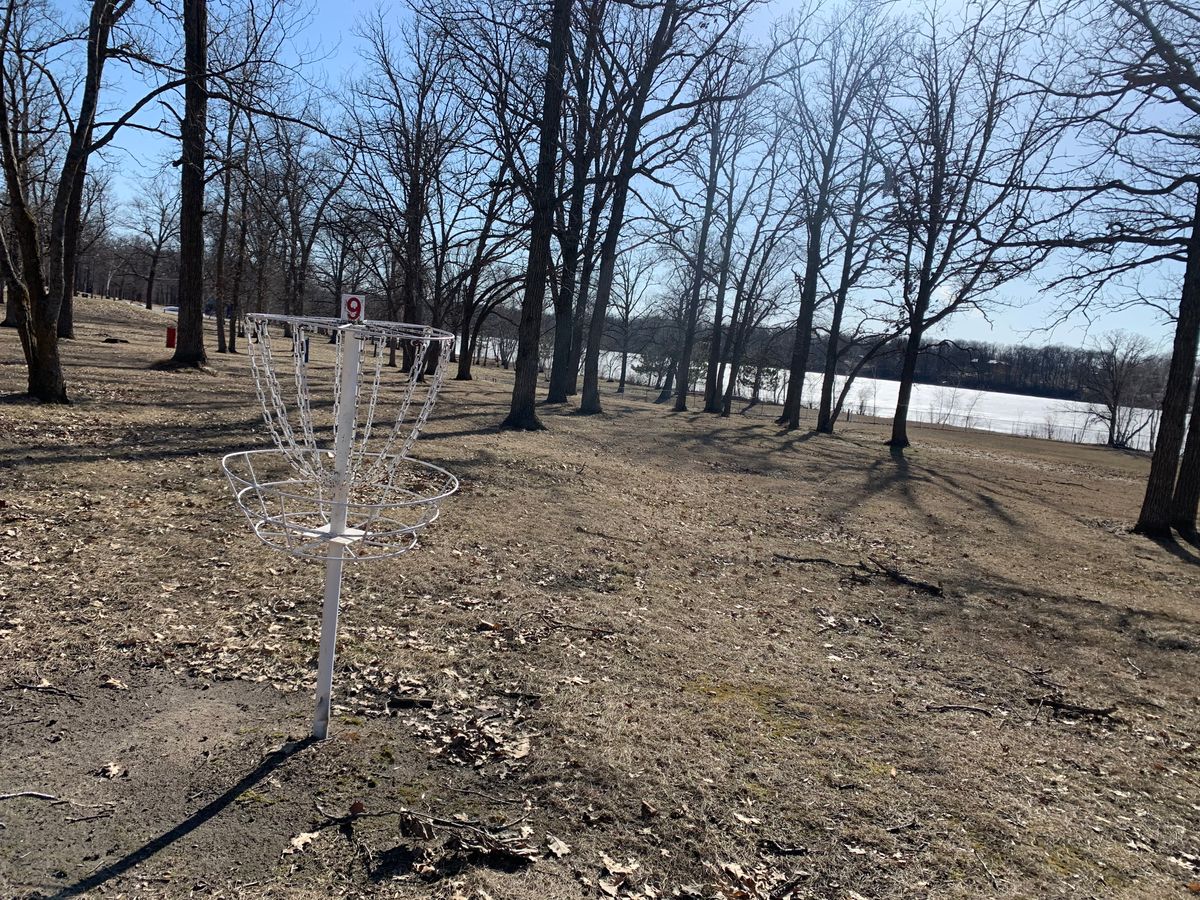 View of hole 9. Lake is in the background.