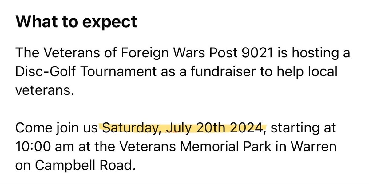 Veterans Disc Golf Fundraiser