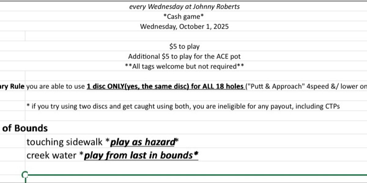 Glow putters ONLY - Midweek Glow Random Alternating Dubs🥏 Checkin Begins 6:55pm/7:30pm start