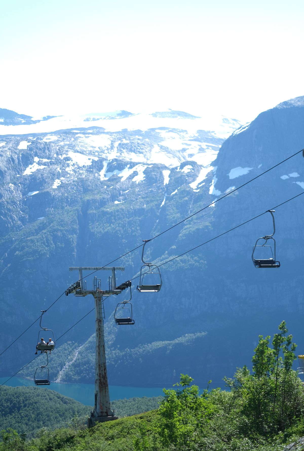 You can take the chairlift up and down to the course