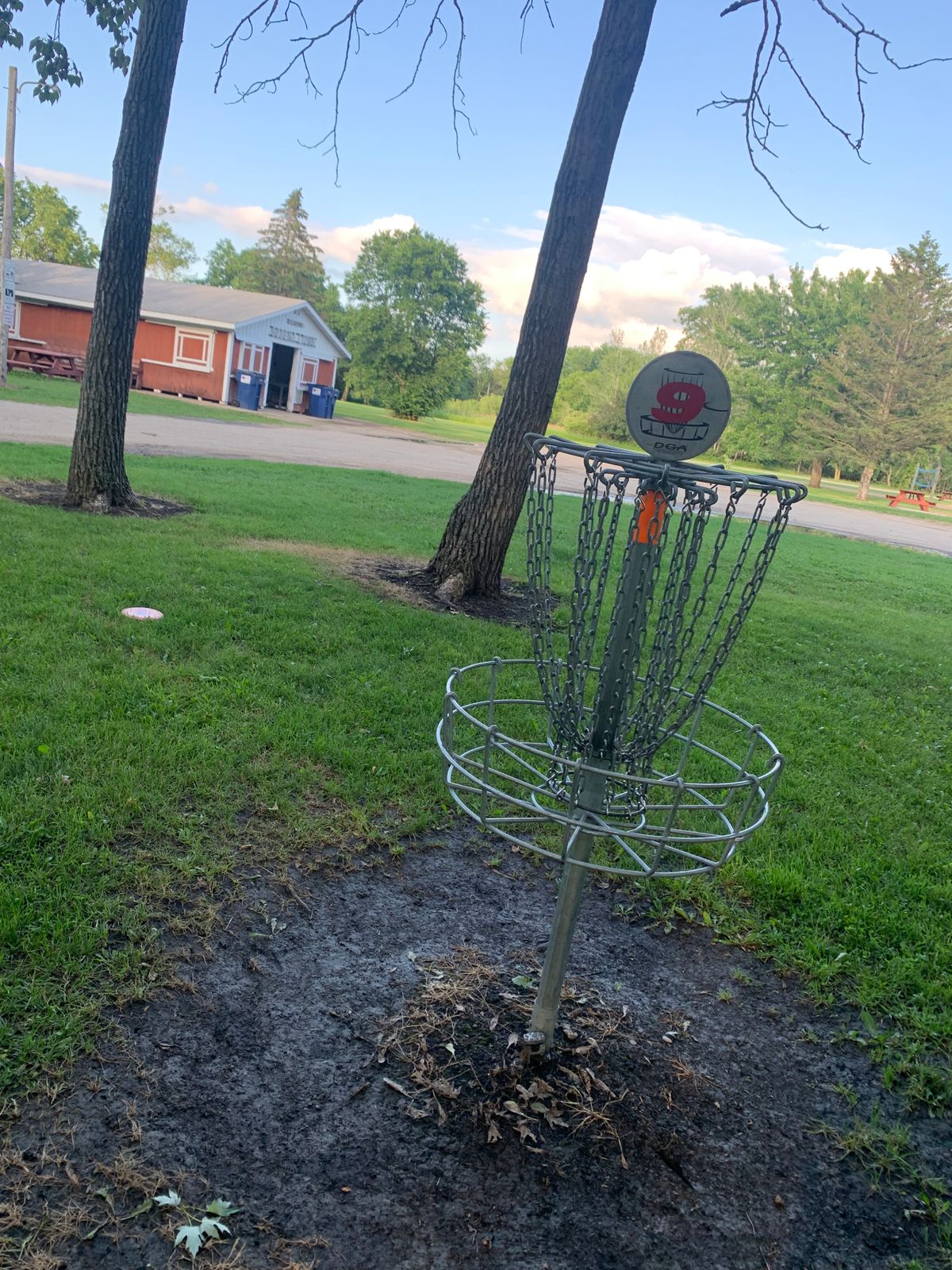 View of hole 9 basket.